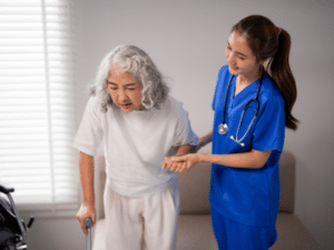 caregiver assisting with mobility
